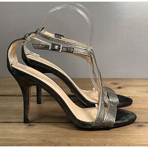 Pelle Moda Women's Karisa Pumps Heels Size 8 Black Metallic Sparkle Rhinestones